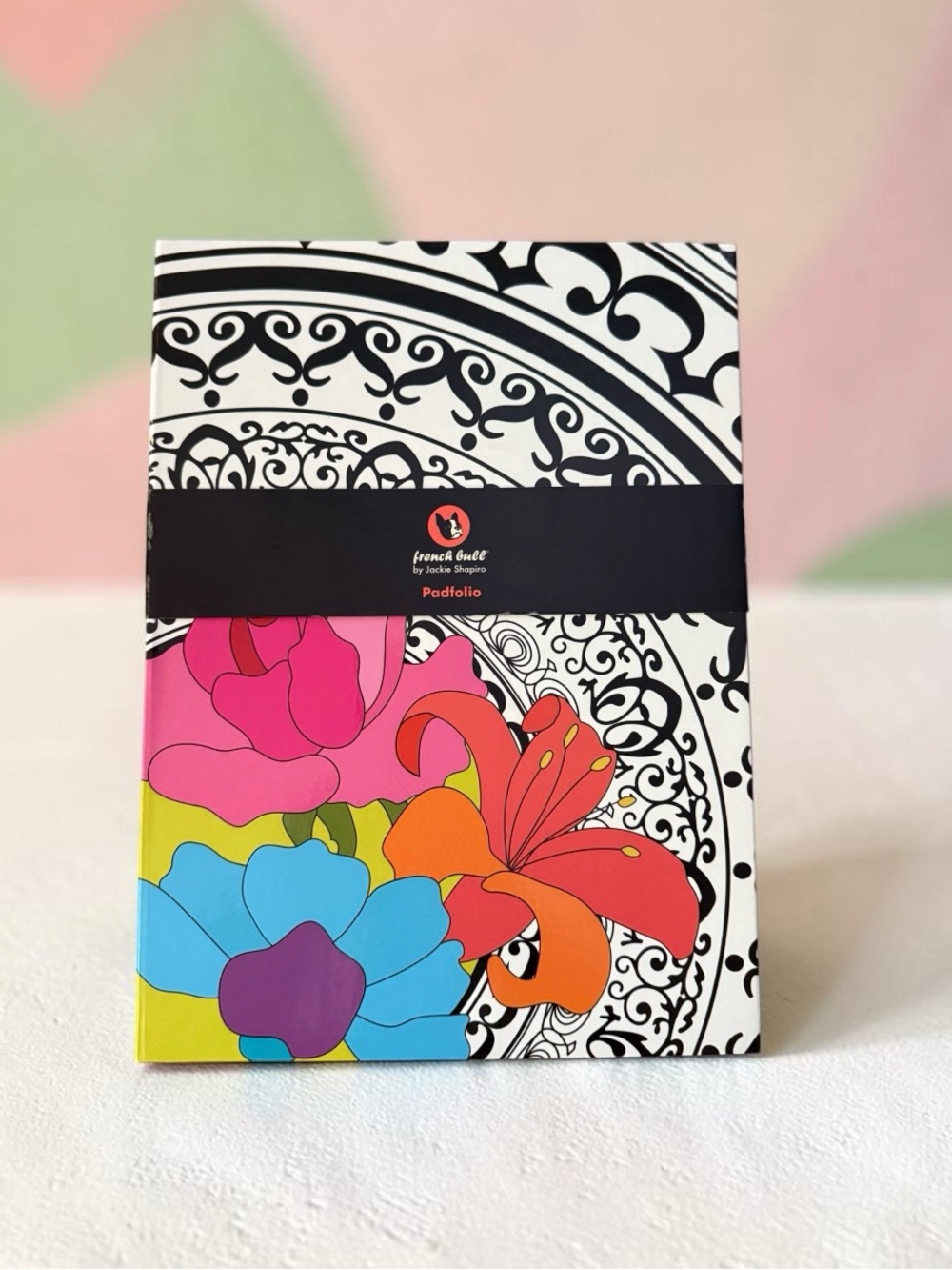 French Bull Floral Padfolio in Black, White & Multicolor
